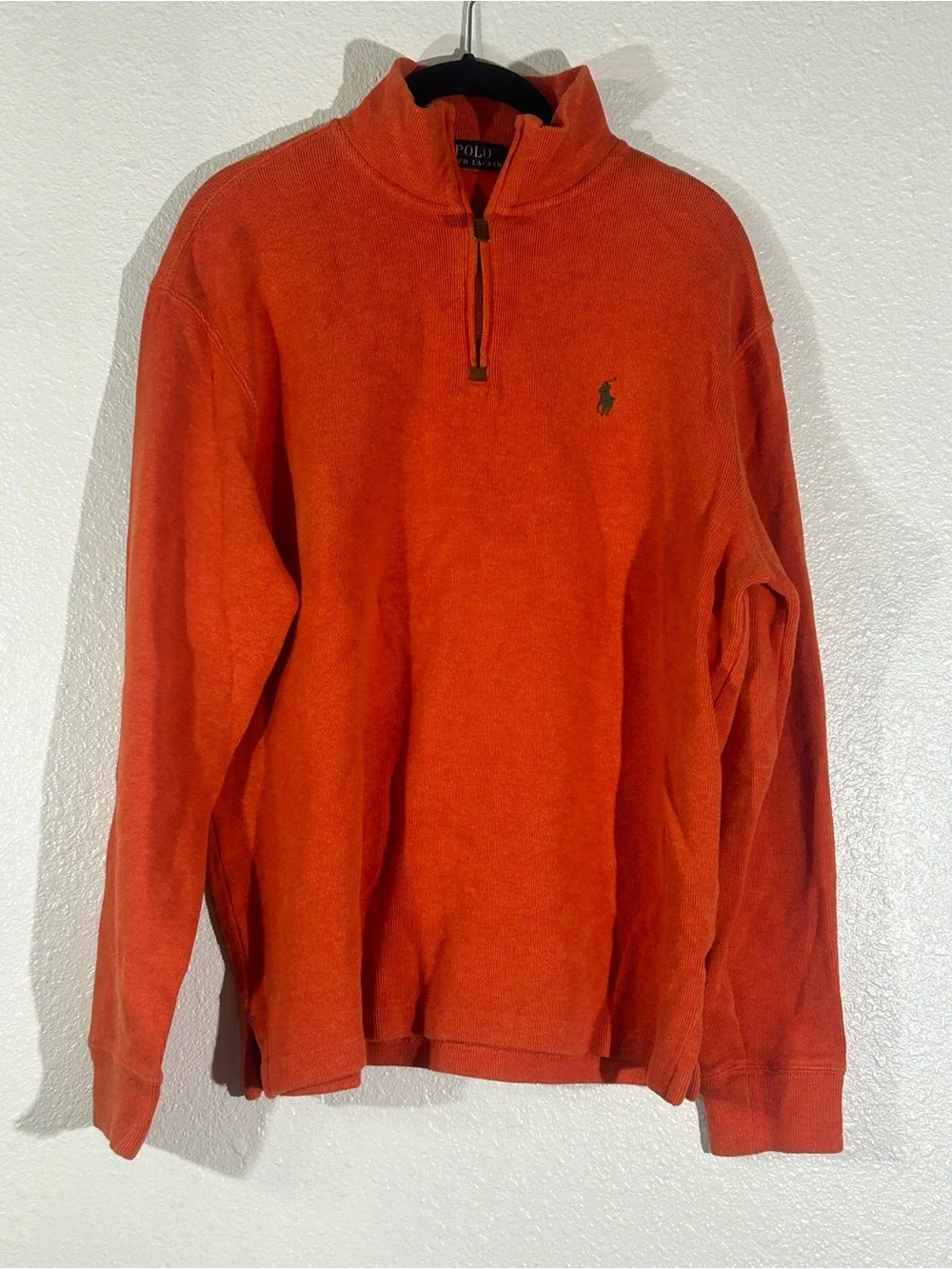 Men’s Polo Ralph Lauren Bright Orange Zip-Neck Sweater